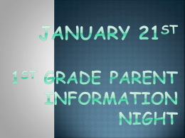 First Grade Parent Information Night