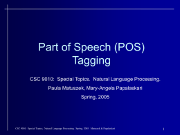 POS tagging - Villanova Department of Computing Sciences