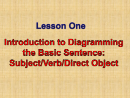 Lesson 1: Diagramming S-V-DO