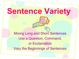 Sentence Variety - Warren County Schools