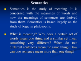 Lexical Semantics … cont`d