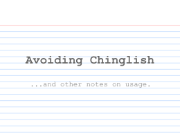 Word Usage and Avoiding Chinglish