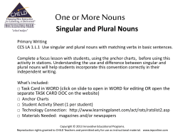 Singular and Plural Nouns - Innovative Educational Programs