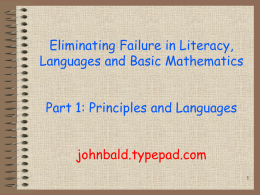 Teach First. 1 - John Bald/language and literacy