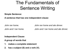 The Fundamentals of Sentence Writing