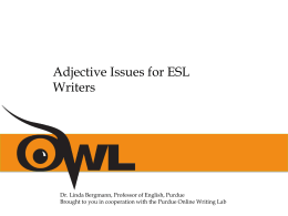 INDOT Adjective Issues for ESL Writers Slide Presentation