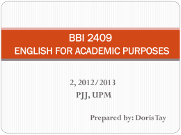 BBI 2409 English For Academic Purposes Course Content The
