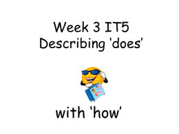 Week 3 IT5 Describing `Does`