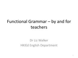 Basic concepts in functional grammar