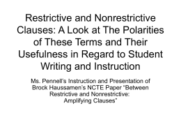 Restrictive and Nonrestrictive Clauses -- Debate