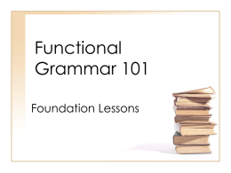 Lessons in Functional Grammar