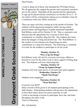 OCTOBER 2006 Graymont Grade School Newsletter