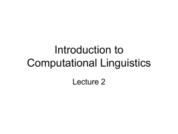 Introduction to Computional Linguistics
