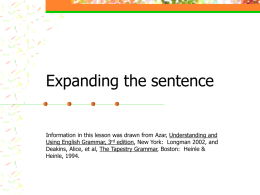 Expanding the sentence
