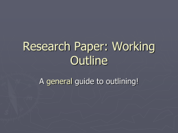 Research Paper Rough and Formal Outline