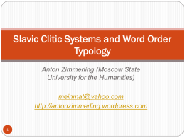 Slavic clitic systems in a typological perspective