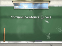 Common Sentence Errors - Teacher Wayne Homepage