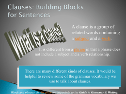 Clauses: Building Blocks for Sentences
