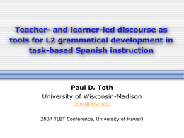 and learner-led discourse in L2 Spanish development