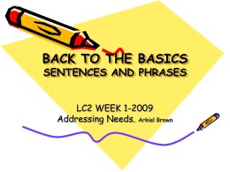 BACK TO THE BASICS SENTENCES AND PHRASES