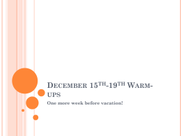 Winter week 2 warmups