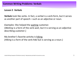 Lesson 5 Verbals - Ms. Iverson`s Place