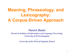 Meaning and Phraseology: A Corpus-Driven Approach