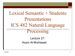 Lexical Semantic + Students Presentations