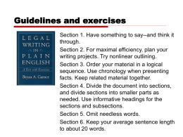 Guidelines and exercises