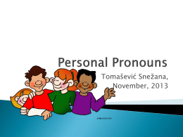 Personal Pronouns - Tomašević Snežana