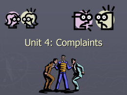 Unit 4: Complaints