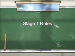 Stage 1 Notes