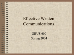 Effective Written Communications