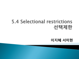 5.4 Selectional restrictions 선택제한