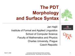 Surface Syntax Example - Institute of Formal and Applied Linguistics