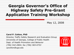 Highway Safety Grant Application Training Workshop