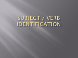 Subject / Verb Identification - Ask Breves