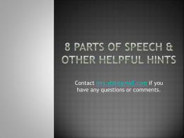 8 Parts of Speech Bell Ringer!