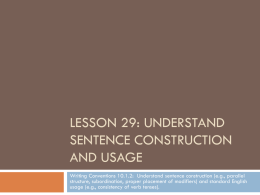Lesson 29: Understand Sentence Construction
