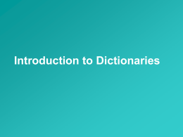 Intro to dictionaries