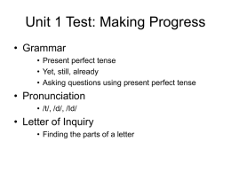 Unit 1 Test: Making Progress