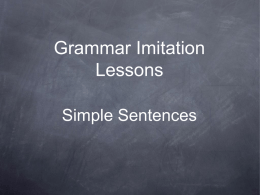 Notes- Simple Sentences