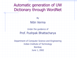 Automatic generation of UW Dictionary through WordNet