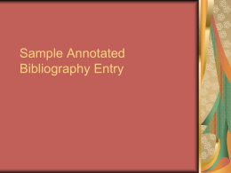 Sample Annotated Bibliography Entry