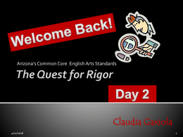 Input 1 Day 2 The Quest for Rigor