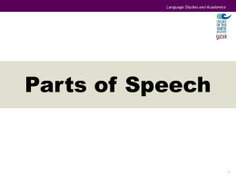 Parts of Speech - Quick Review