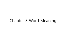 Chapter 2 Word Meaning