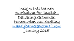 Insight into the new Curriculum for English
