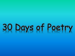 30 Days Of Poetry