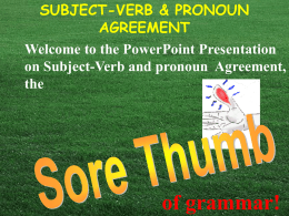 Subject-Verb-Pronoun Agreement